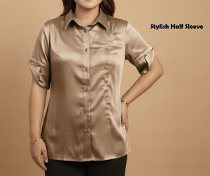 Elegant Classic <b>Shirt</b> Cotton <b>Button</b> <b>up</b> Half Sleeve Formal Office Wear <b>Shirt</b> For <b>Women</b> Comfortable Breathable <b>Women</b> Clothings - Product Image 4