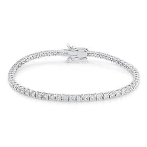 Bracelet tennis en or 14 carats avec diamants de laboratoire 3,3 carats taille brillant pour femme, plaqué rhodium, certifié IGI, tendance, cadeau idéal pour mariage et soirée - Product Image 1