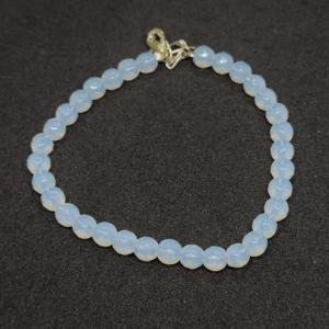 Pulsera de Plata de Ley con Piedra Lunar Blanca Natural, Lisa y Redonda, Joyería de Cristal de Piedra Lunar Blanca para Mujeres/Niñas - Product Image 2