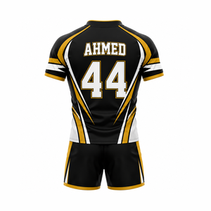 Ensemble maillot et short de rugby personnalisables (couleurs, noms et numéros), tenue de performance athlétique de qualité professionnelle - Product Image 2