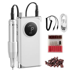 Portable Cordless 40,000RPM Electric Rechargeable <b>Nail</b> Drill LCD Display Acrylic Gel Grinder Tool USB Plug Low 6 Files Included - Product Image 5