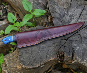 Couteau de pêche d'extérieur personnalisable, lame de 8 pouces en acier Damas forgé à la main, pleine longueur, ultra-affûtée, manche en bois de Pakka, ambidextre - Product Image 6