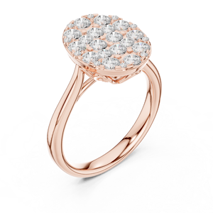 Rose <b>Gold</b> Oval Shaped Multi Stone Cluster Lab Grown Diamond Statement <b>Cocktail</b> <b>Ring</b> Pavé Setting Women's Fine Jewelry - Product Image 4