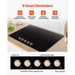 Piano Cottura a Induzione Elettrico Smart da 9200W con 5 Manopole di Controllo, 12 Impostazioni di Temperatura, Fornello a 5 Fuochi - Product Image 4
