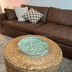 Plateaux de service élégants en bois massif faits à la main, écologiques, personnalisés, pour ensembles de service de 3 pièces, revêtement émaillé brun pour la maison et l'hôtel - Product Image 3