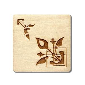 Sous-verres carrés en bois personnalisés avec logo, gravés au laser, écologiques, mats, pour bars, cafés et hôtels - Product Image 1