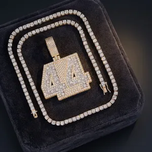 Colgante de Moissanita Número 44 Chapado en Plata 925, Estilo Hiphop, Joyería Unisex para Uso Diario, Engaste de Garra Chapado en Oro, AARVA JEWELS - Product Image 6