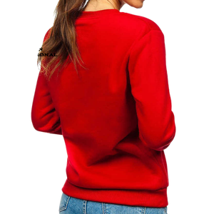 เสื้อสเวตเชิ้ตคอกลมสีแดง ทรงปกติ ผ้าถักเนื้อฝ้าย สีพื้น ใส่ได้ทั้งชายและหญิง สไตล์ลำลอง สำหรับใส่ในฤดูใบไม้ร่วง - Product Image 2