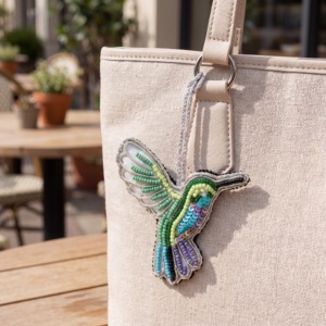 Multicolor Luxury Hummingbird Beads and Satin Bag Charms, Handmade Decorative <b>Purse</b> Charm for Handbags, <b>Backpack</b> Charm - Product Image 2
