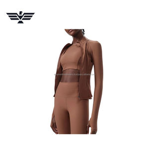 Conjunto Deportivo para Mujer, Transpirable, con Logotipo Frontal, Cierre de Cremallera, Sin Costuras, Spandex/Nailon, Chaqueta Elástica y Pantalones de Cintura Alta - Product Image 2