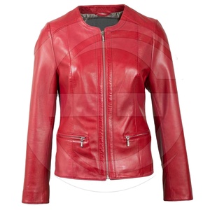 Latest Style Cherry Berry Red Sheep Skin Breathable Autumn Women's Leather <b>Jacket</b> with Custom Logo Options - Product Image 1