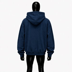 เสื้อฮู้ดโอเวอร์ไซส์ลายกราฟิก Navy พร้อมตัวอักษรสีเหลือง พิมพ์ลายสตรีทแวร์ เสื้อสเวตเชิ้ตแบบสวม Unisex สไตล์ลำลองสำหรับผู้ชาย ลดราคา - Product Image 2