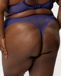 <b>Sheer</b> Mesh High Cut <b>Thong</b> Women's Plus-Size Breathable Spandex/Nylon High-Rise Anti-Exposure Solid Color Sexy <b>Thong</b> Underwear - Product Image 1