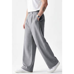 Pantalones Casuales de Corte Holgado con Presillas para Cinturón, Cómodos, de Mezcla de Algodón, para Oficina o Trabajo, Estilo Relajado - Product Image 2