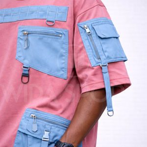 Nueva llegada: Camiseta táctica urbana de estilo cargo con múltiples bolsillos y corte oversize para hombre al por mayor - Product Image 4