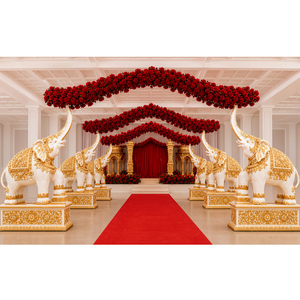 Décoration d'arche de mariage sud-indienne avec des éléphants, décoration d'entrée de mariage de luxe, fabricant exportateur en gros sur mesure - Product Image 1
