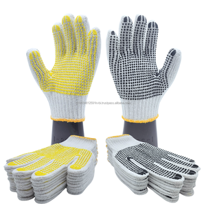 Guantes de Seguridad de Algodón, Texturizados, Antideslizantes, con Puño de Punto, para Uso General, con Patrón de Puntos Amarillos y Negros - Product Image 6