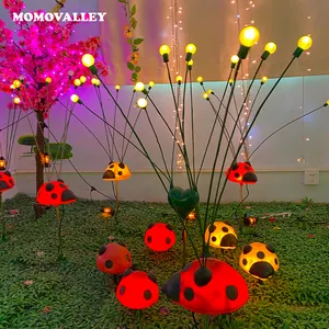 Outdoor solar pvc led starburst wind swaying bead spinning firefly garden lights moving for park holiday landscape lighting