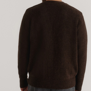 Men's Brown V-neck <b>Cardigan</b> Full Sleeve Solid Color Button Closure <b>Thick</b> Wool Knit Autumn Wear Regular Fit - Product Image 3