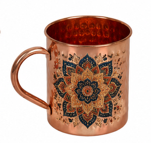 Taza de Cobre Martillada a Mano con Diseño de Velero en Esmalte |   Taza Náutica para Moscow Mule |   Vajilla de Cobre con Temática Oceánica para Regalo - Product Image 3