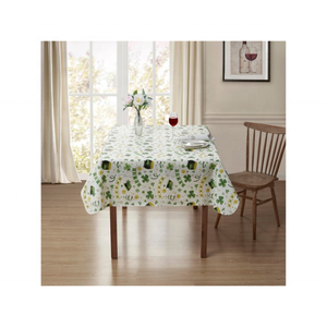 Green Clover <b>Tablecloth</b> Cotton Botanical Pattern 54 x 78 Inch 176 GSM 198 TC Soft Texture Celebration Dining OEM Wholesale - Product Image 1