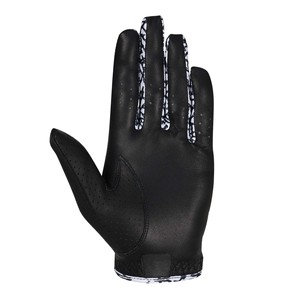 Gants de golf SAAR INDUSTRIES à motif craquelé abstrait, noir et blanc, paume en cuir premium, dos imprimé, fermeture auto-agrippante extensible - Product Image 2
