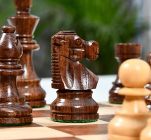 Pièces d'échecs classiques françaises Lardy, hauteur des rois 3, en bois de Sheesham et de buis, avec reine supplémentaire, au meilleur prix - Product Image 4