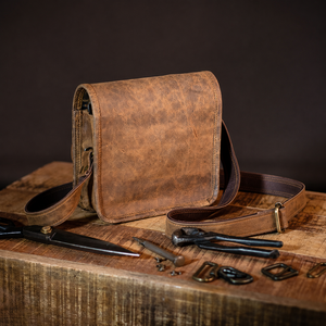 Vintage Distressed <b>Brown</b> Genuine Leather Crossbody <b>Satchel</b> <b>Bag</b> Handmade Lightweight Fashion Shoulder Purse Rustic Craft Tools - Product Image 2