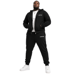 Men Fleece <b>Full</b> <b>Zip</b> <b>Hoodie</b> Tracksuit Set Tapered Jogger Trousers Relaxed Fit Casual Winter Two Piece Lounge Outfit with Pockets - Product Image 1