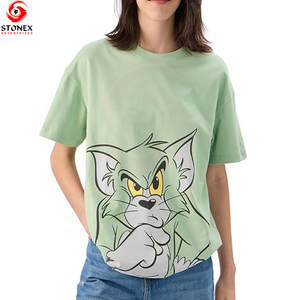 T-shirts personnalisés en gros, manches courtes, 100% coton, impression par transfert thermique, logo brodé, t-shirts vierges pour femmes, personnalisables - Product Image 2