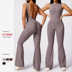 Nuevo Mono de Yoga con Pantalones Acampanados, Efecto Levanta Cadera, para Ejercicio y Fitness, con Espalda Estilizada - Product Image 5