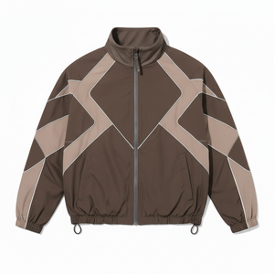 High Quality Men's Casual Solid Streetwear Custom Patchwork <b>Polyester</b>/Cotton Windbreaker Pants Set Knit - Product Image 1