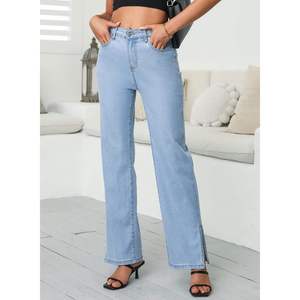 Pantalones Vaqueros de Cintura Alta para Mujer, Transpirables, Estilo Urbano - Product Image 3
