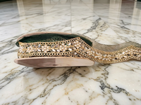 B.R. Accessoires de couture décoratifs ethniques pour sari et lehenga, avec perles, dentelle marron, motif floral miroir, pour vêtements de mariage