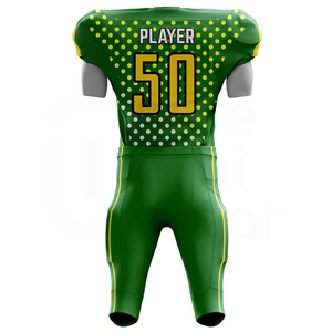 Uniforme de Fútbol Americano Verde con Patrón de Puntos Amarillos, Número 50, Jersey y Pantalones Sublimados Ajustados para Hombres Adultos - Product Image 2