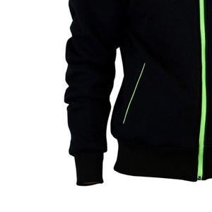 <span class=keywords><strong>Sweat</strong></span>-shirt à capuche zippé noir pour homme de haute qualité avec bordure vert <span class=keywords><strong>fluo</strong></span>, coupe décontractée, en tissu polaire respirant, idéal pour l'automne - Product Image 3
