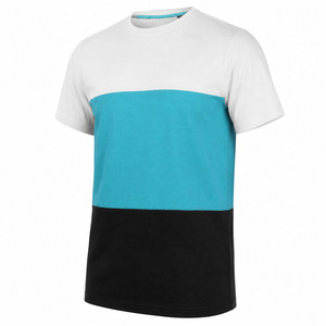T-shirt pour homme, bleu marine et blanc, uni, décontracté, manches courtes, col rond, coupe classique, respirant, 100% coton, 220g, impression par sublimation, logo sur le devant - Product Image 4