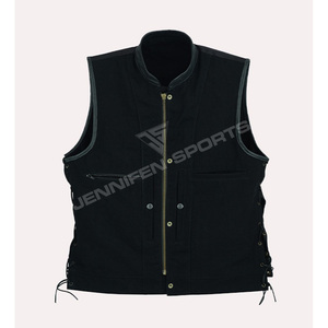 Custom Made Motorbike Canvas&Leather <b>Vest</b> For Men All Sizes and Colors Available Breathable Motorcycle Genuine Leather <b>Vest</b> - Product Image 5