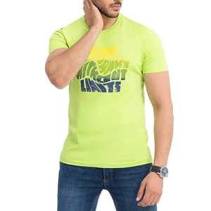 T-shirt à manches courtes pour homme, vert lime, col rond, avec impression de lettres, coupe décontractée, jersey en coton respirant, design personnalisé. - Product Image 6