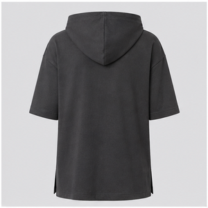 Womens <b>Charcoal</b> Hooded Neck Elbow Sleeve Relaxed Fit <b>T</b> <b>Shirt</b> WTS-0105 - Product Image 2
