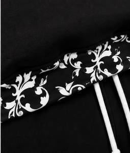 Ensemble de survêtement polaire réversible noir à capuche pour femme, grande taille, maternité, avec bordure florale, ourlet fendu, coupe régulière, longueur intégrale - Product Image 2