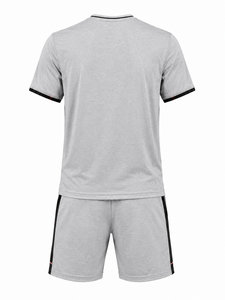 <b>Men's</b> Premium Quality Slim Fit Sportswear Set <b>Silk</b> Screen Printed Solid Pattern Shirt Elastic Waist <b>Shorts</b> for Active Summer Set - Product Image 5