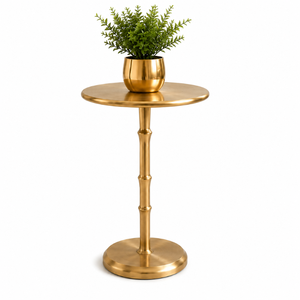 Modern <b>Gold</b> Metal Round <b>Side</b> <b>Table</b> with Sculpted Pedestal Base, Accent End <b>Table</b> for Living Room, Bedroom & Home, office Decor - Product Image 1