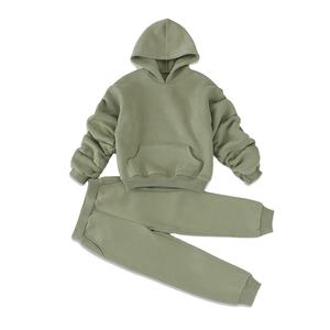 ชุดเซ็ต 2 ชิ้นสำหรับผู้ใหญ่แบบขายส่ง สีพื้นลำลอง น้ำหนักปานกลาง พิมพ์ลายมีฮู้ด ผ้าฝ้ายย้อมสีแบบไท-ได ชุดออกกำลังกาย - Product Image 6