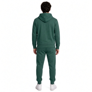 Survêtement vert à capuche pour homme, manches longues, couleur unie, décontracté, 100 % coton respirant, coupe régulière, streetwear d'hiver avec cordon de serrage - Product Image 2