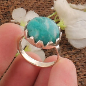 Bague en argent sterling 925 avec amazonite naturelle sertie clos, pierre précieuse bleu-vert, bijoux artisanaux pour femmes, vente en gros, haute qualité - Product Image 2