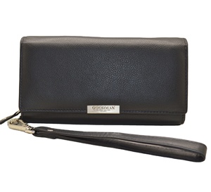 Portefeuille long en cuir véritable Goodman, fermeture à glissière, multifonctionnel, minimaliste, unisexe, usage quotidien - Product Image 4