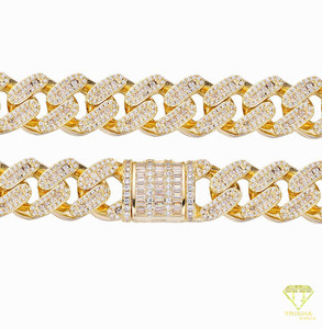 สร้อยคอแฟชั่นแบบ Cuban Link ชุบทองประดับเพชร Moissanite เงินแท้ 925 ดีไซน์หรูหราสำหรับผู้ชายและผู้หญิง - Product Image 4