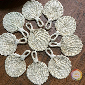 Abanicos de Bambú Natural Hechos a Mano para el Verano, Tejidos, Grandes, Personalizados, en Forma Redonda/de Corazón, para Regalo - CARYLN - Product Image 5
