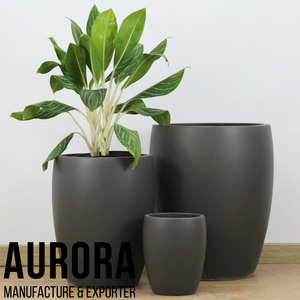 Minimalist Classic Vintage Black Concrete Flower Pots Set for Outdoor Floor Garden Decor - Product Image 3